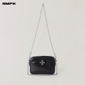 COMPASS BADGE  HORSE LEATHER CHAIN BAG/SMALL WILD BLACK
