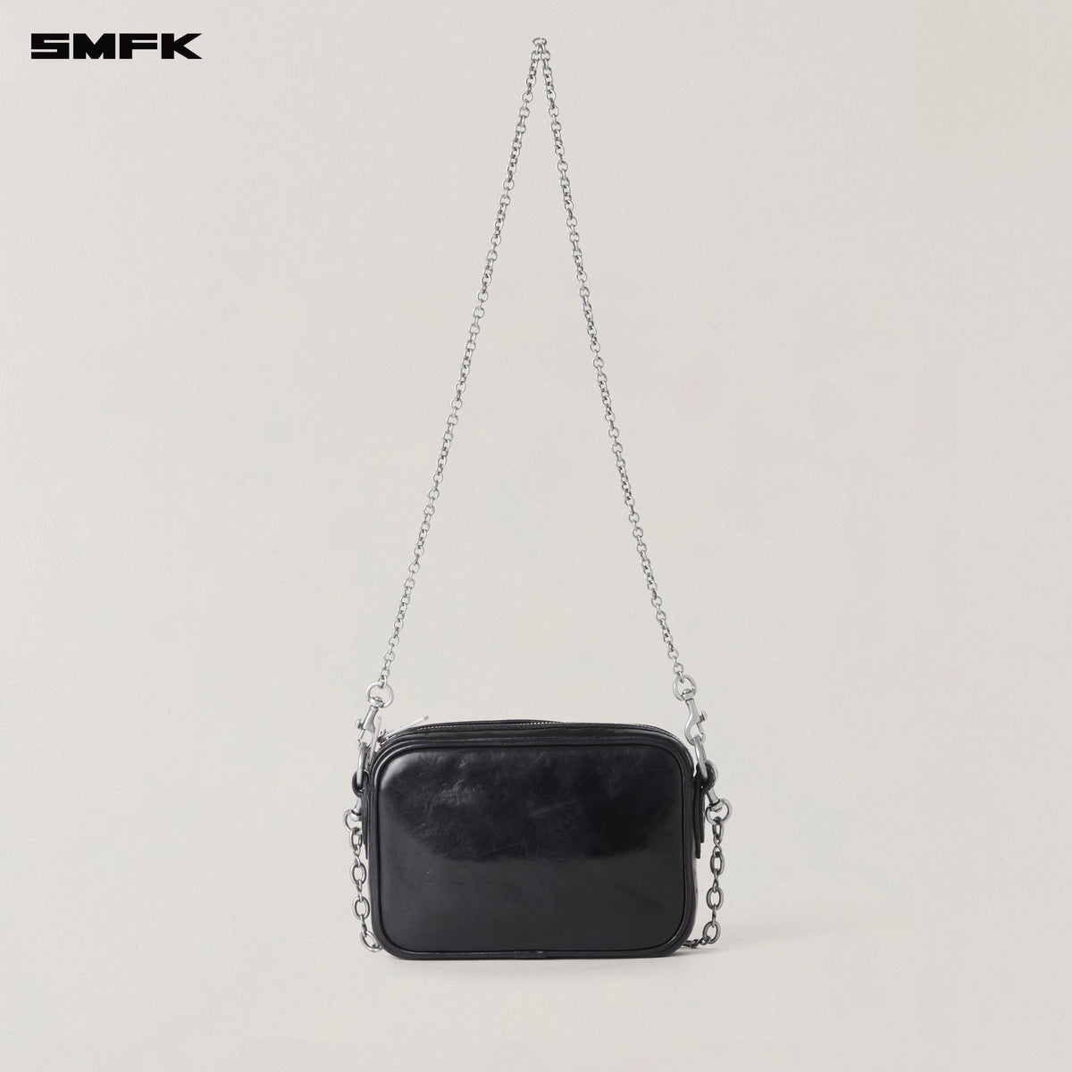 COMPASS BADGE  HORSE LEATHER CHAIN BAG/SMALL WILD BLACK
