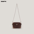COMPASS BADGE PATINA LEATHER CHAIN BAG SMALL WILD HORSE BROWN PATINA