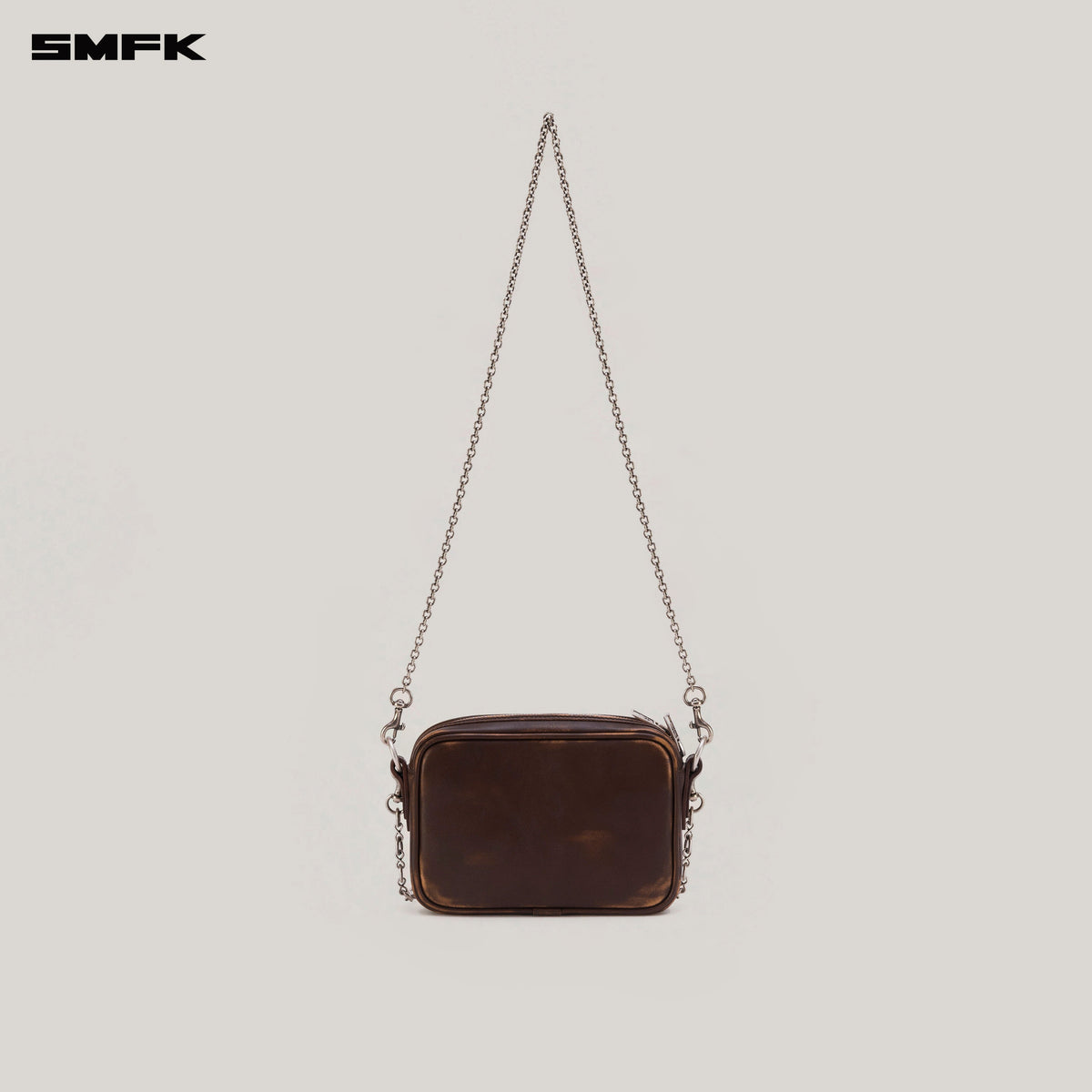 COMPASS BADGE PATINA LEATHER CHAIN BAG SMALL WILD HORSE BROWN PATINA