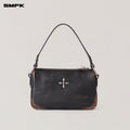 COMPASS BADGE  HANDCRAFT PATINA LEATHER SHOULDER/MEDIUM WILD BLACK PATINA