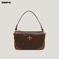 COMPASS BADGE PATINA LEATHER SHOULDER BAG MEDIUM WILD HORSE BROWN PATINA