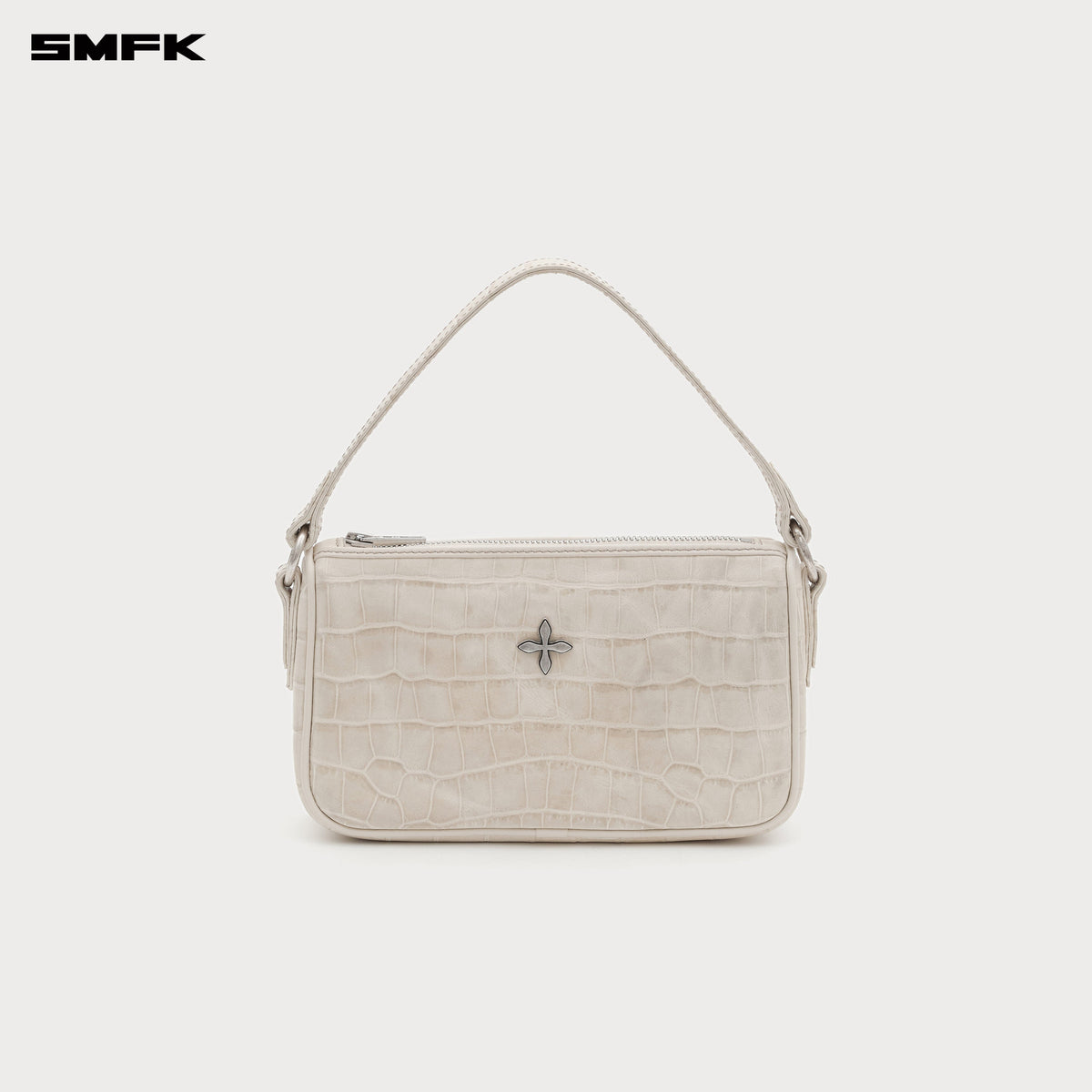 COMPASS BADGE HOLDER Leather Bag White (Small)