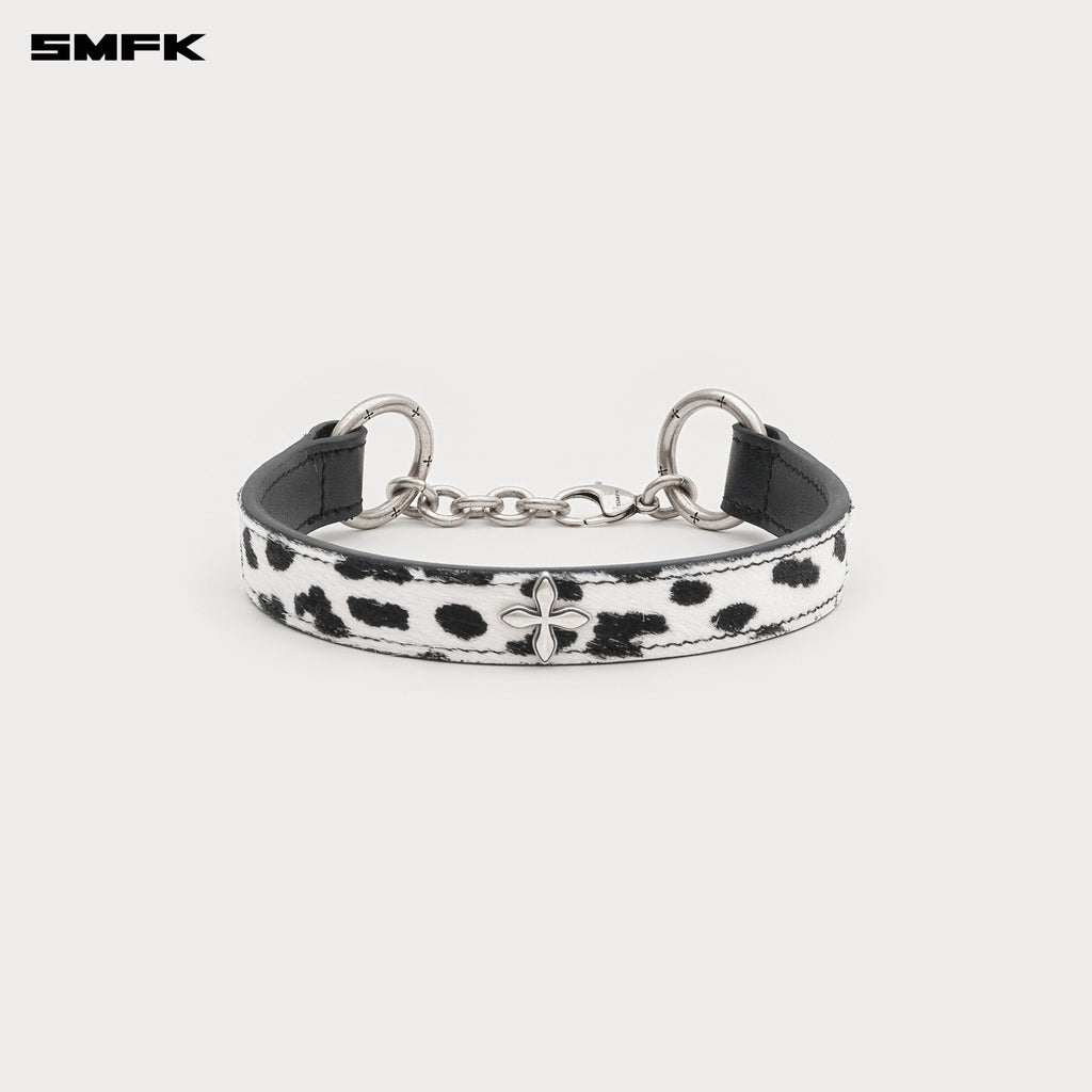 COMPASS Classic Fur Turtleneck Choker White Leopard