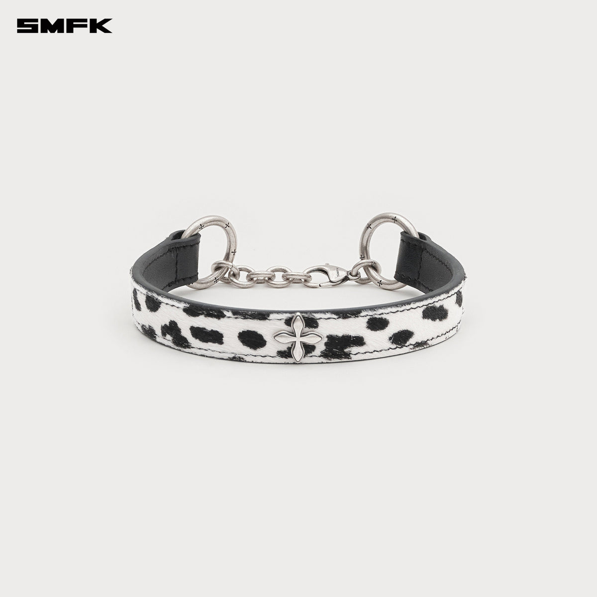COMPASS Classic Fur Turtleneck Choker White Leopard