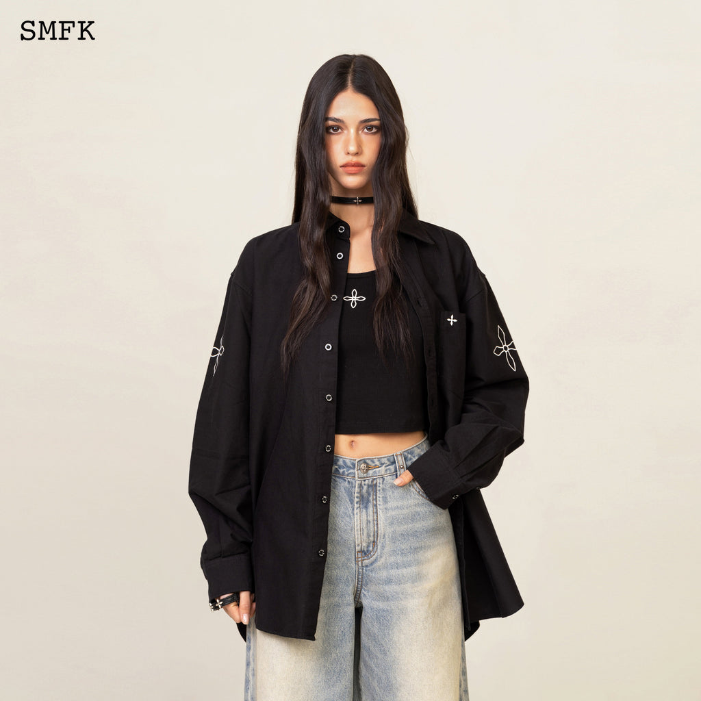 Compass Black Night Flower Classical Shirt