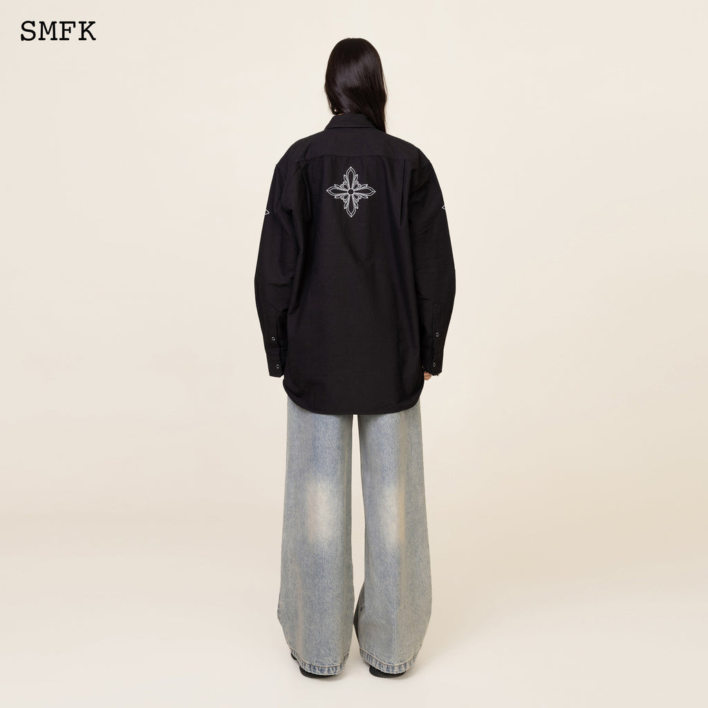 Compass Black Night Flower Classical Shirt