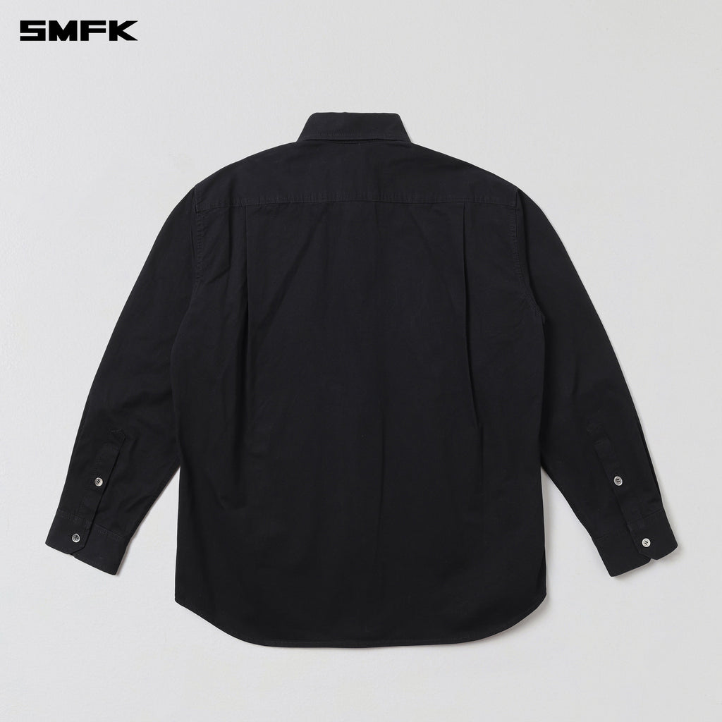 COMPASS BADGE CARGO SHIRT/COTTON WILD BLACK