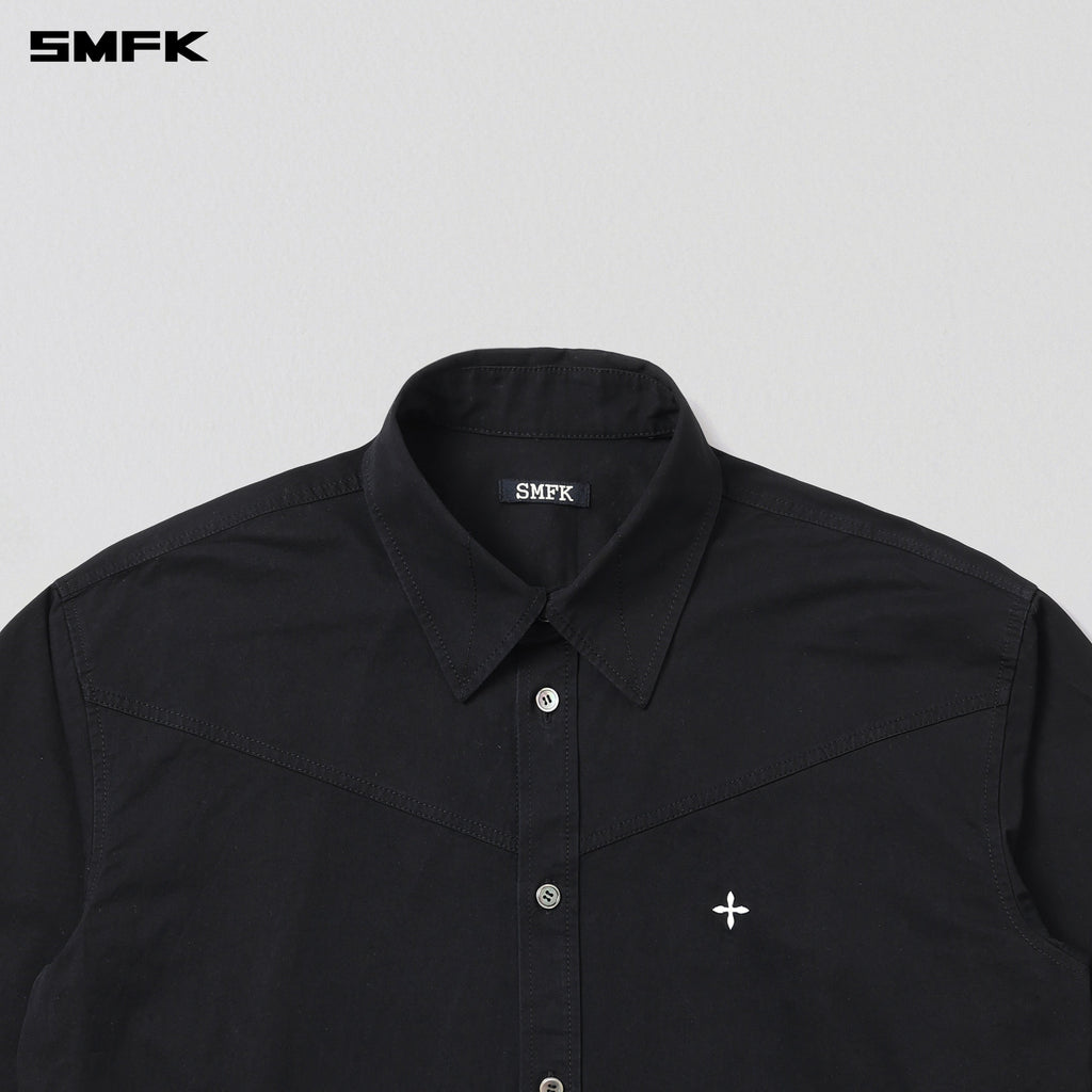 COMPASS BADGE CARGO SHIRT/COTTON WILD BLACK