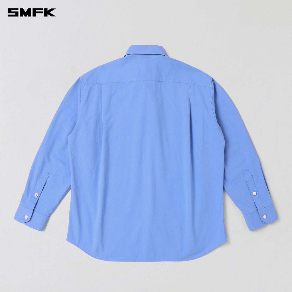 COMPASS BADGE CARGO SHIRT/COTTON FANTASY BLUE