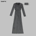 AEOLUS SLIM EVENING GOWN / POLYAMIDE + POLYESTER FILM FIBER STARLIGHT SILVER