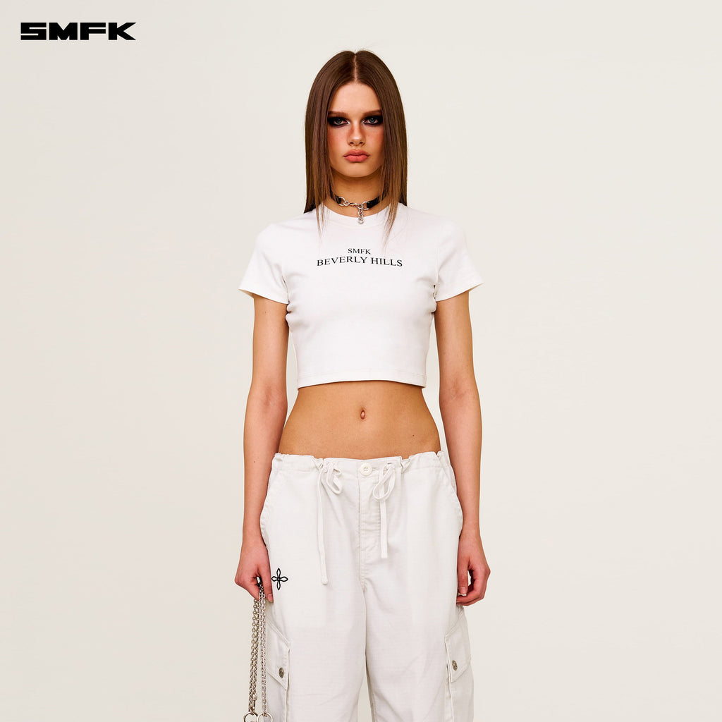 Compass Beverly Movie Subtitles Crop Tee Snowy Mountain White