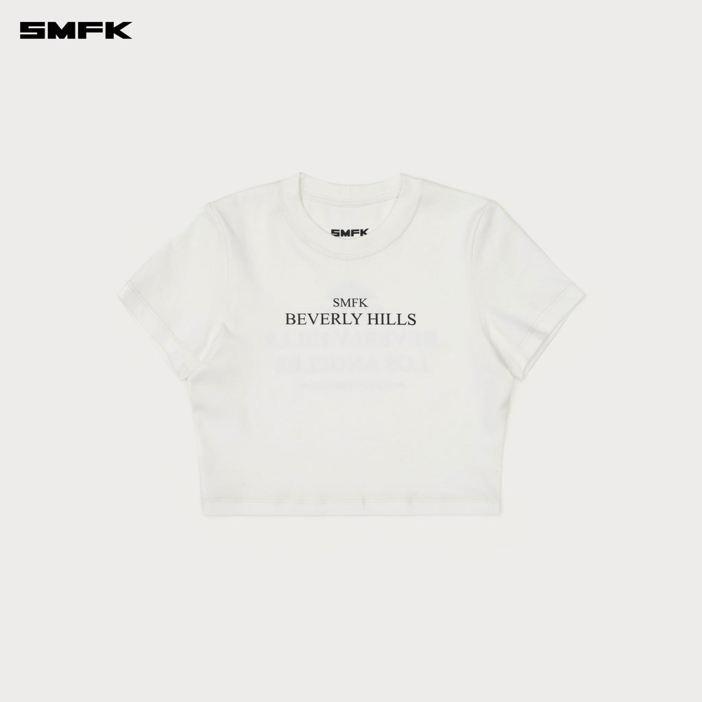 Compass Beverly Movie Subtitles Crop Tee Snowy Mountain White