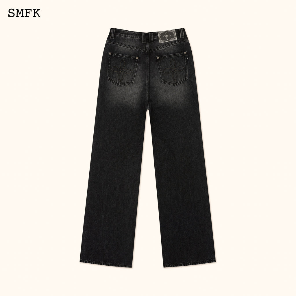 Ancient Myth Diamond(Synthetic Diamond) Flared Jeans In Black