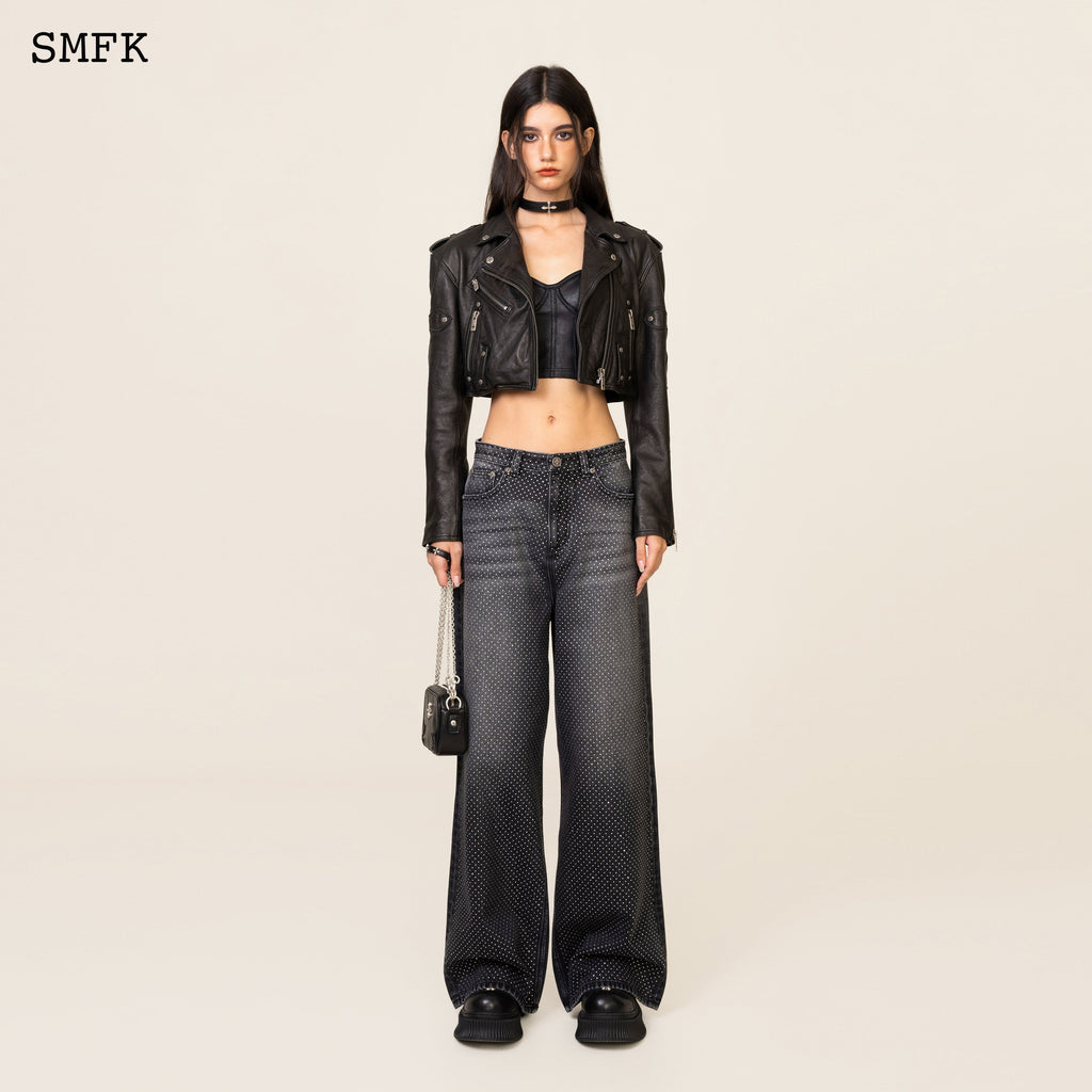 Ancient Myth Diamond(Synthetic Diamond) Flared Jeans In Black