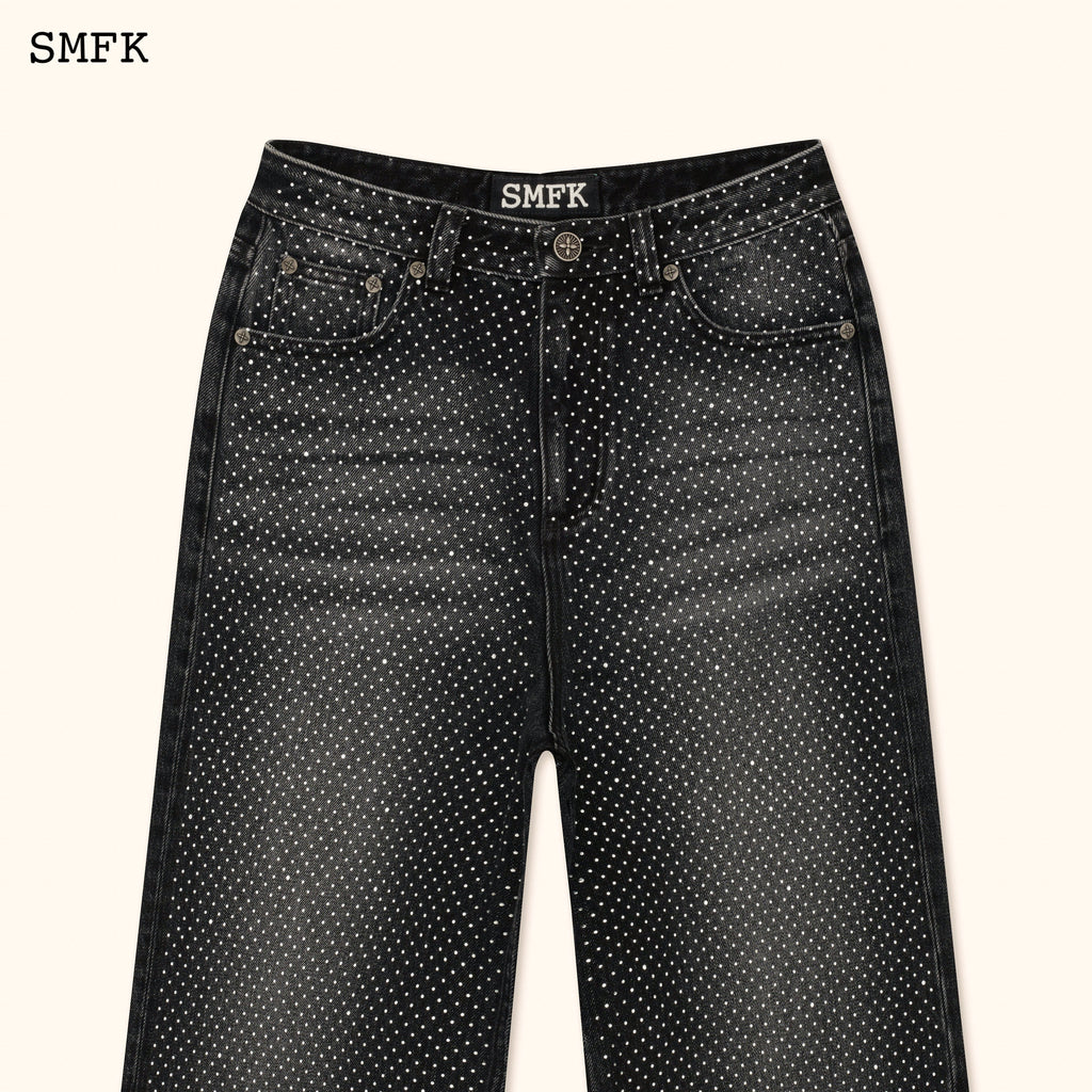 Ancient Myth Diamond(Synthetic Diamond) Flared Jeans In Black