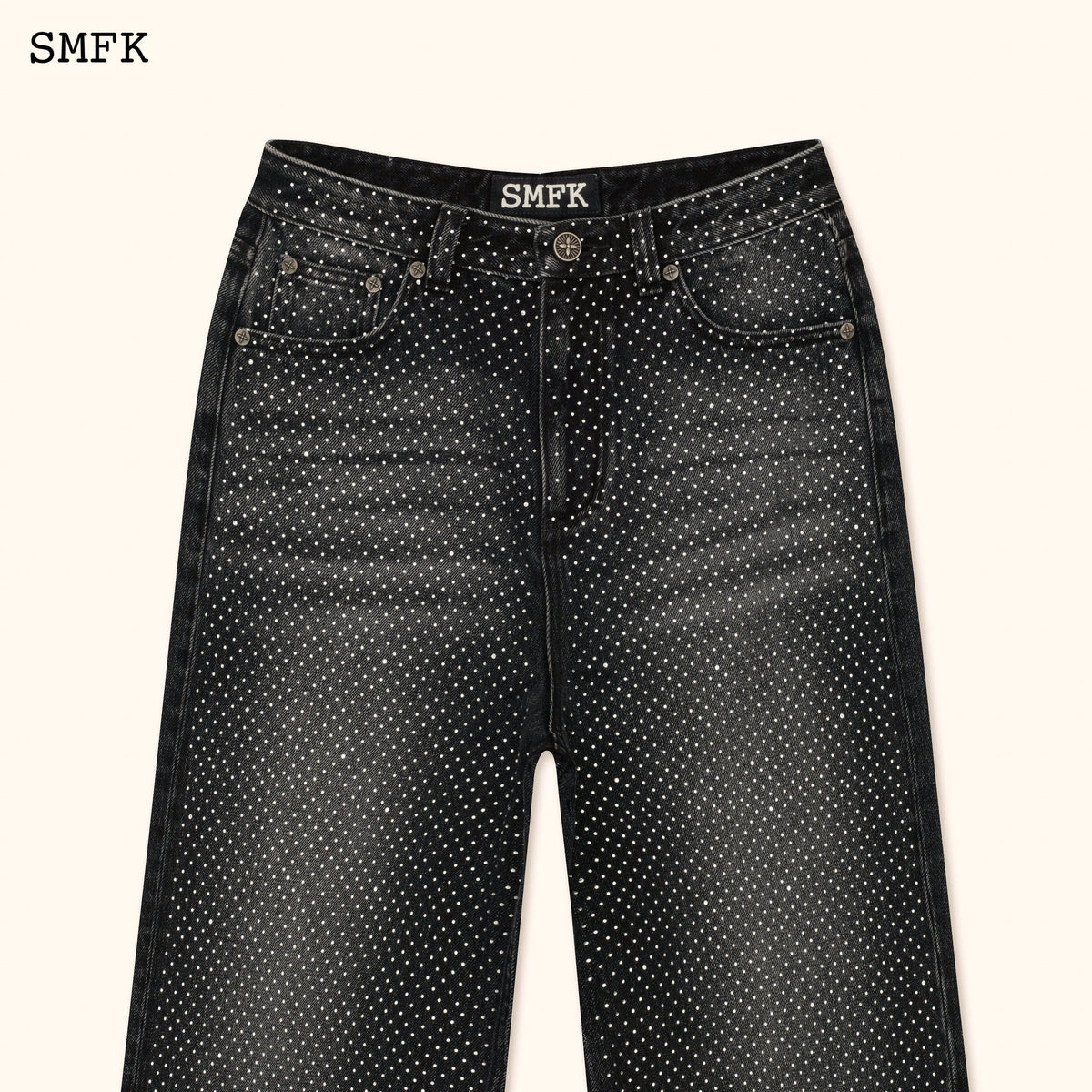Ancient Myth Diamond(Synthetic Diamond) Flared Jeans In Black
