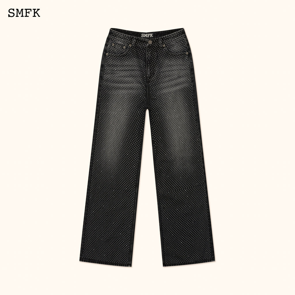 Ancient Myth Diamond(Synthetic Diamond) Flared Jeans In Black