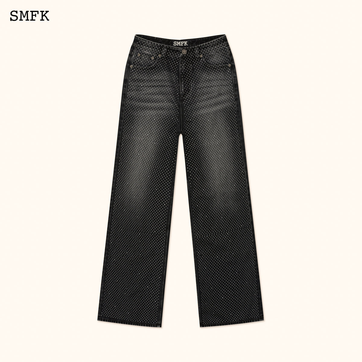Ancient Myth Diamond(Synthetic Diamond) Flared Jeans In Black