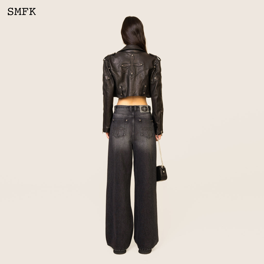 Ancient Myth Diamond(Synthetic Diamond) Flared Jeans In Black