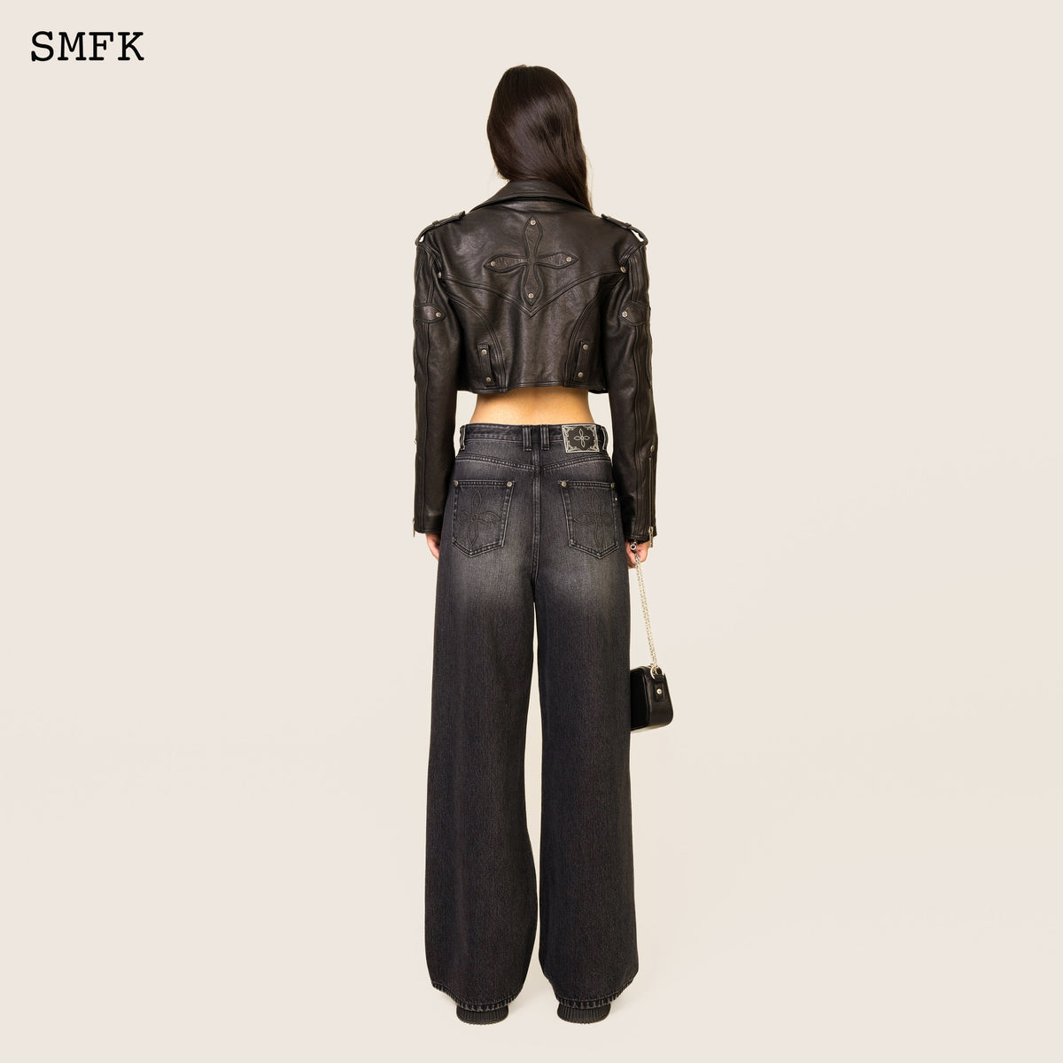 Ancient Myth Diamond(Synthetic Diamond) Flared Jeans In Black