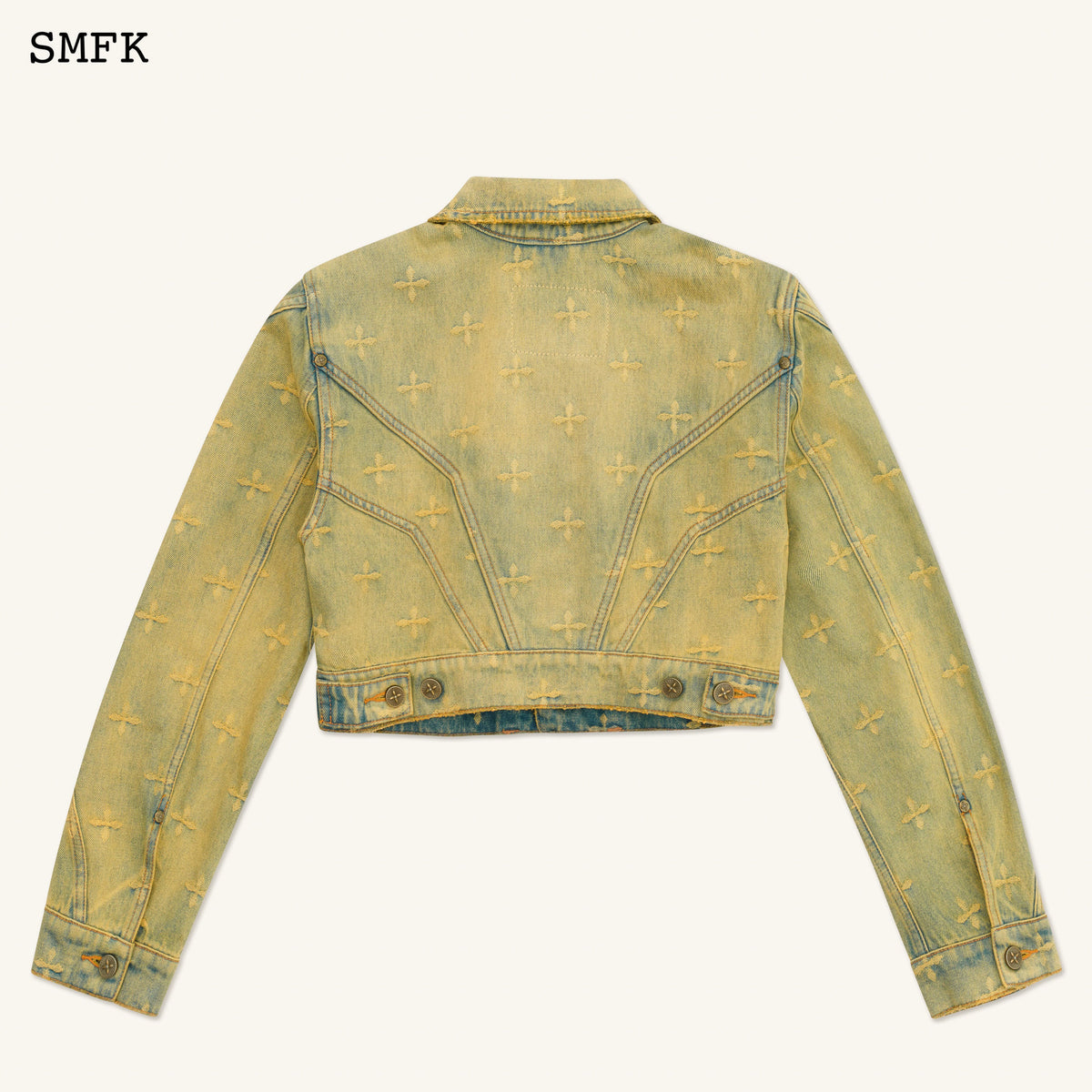 Ancient Myth Temple Garden Denim Jacket Aurora Blue