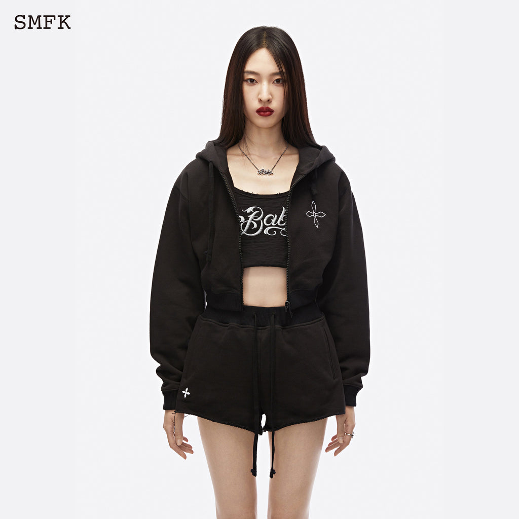 Black Night Flower Jogging Sports Set Black