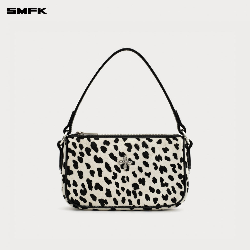 COMPASS BADGE Cross White Leopard Bag (Small)