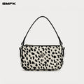 COMPASS BADGE Cross White Leopard Bag (Small)