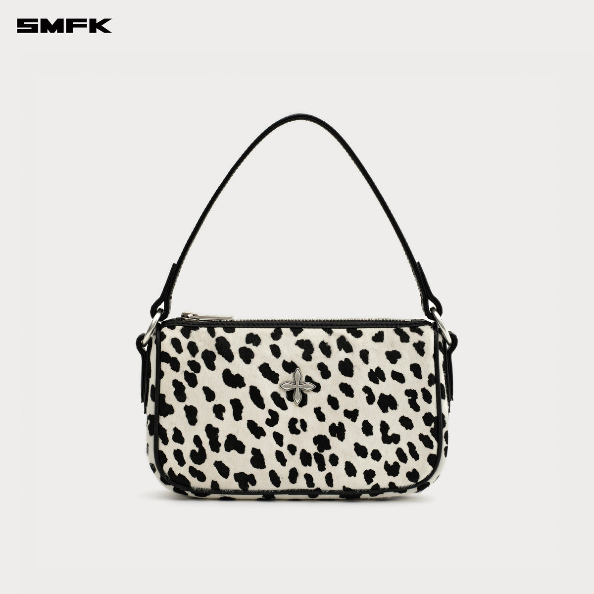 COMPASS BADGE Cross White Leopard Bag (Small)