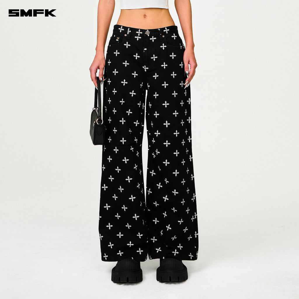 Compass Black Garden Classic Wide-Leg Jeans