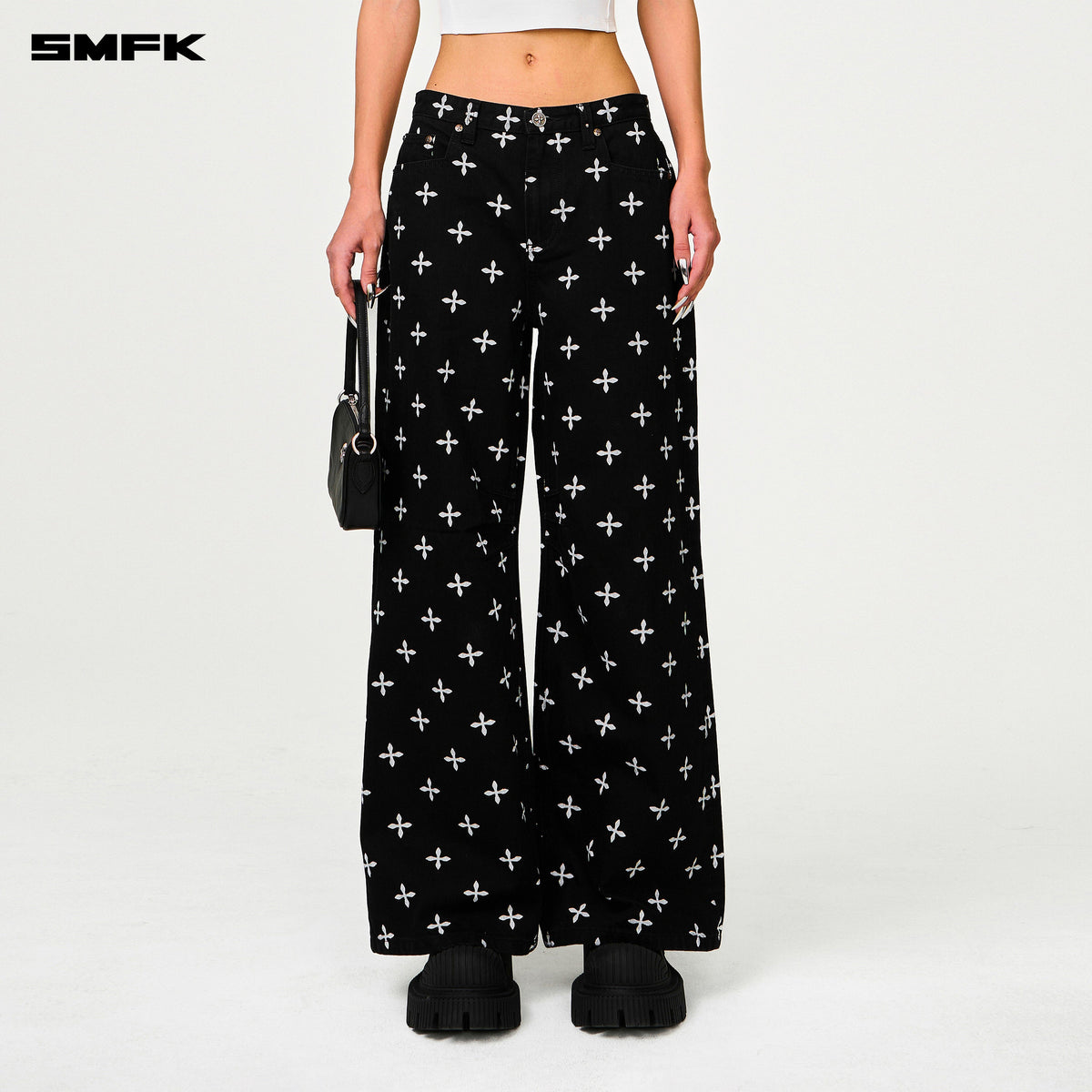 Compass Black Garden Classic Wide-Leg Jeans