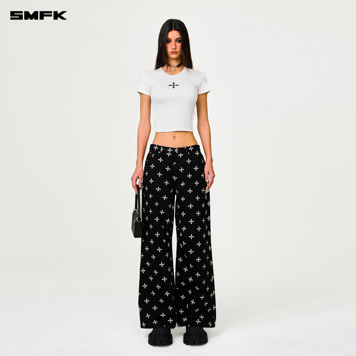 Compass Black Garden Classic Wide-Leg Jeans