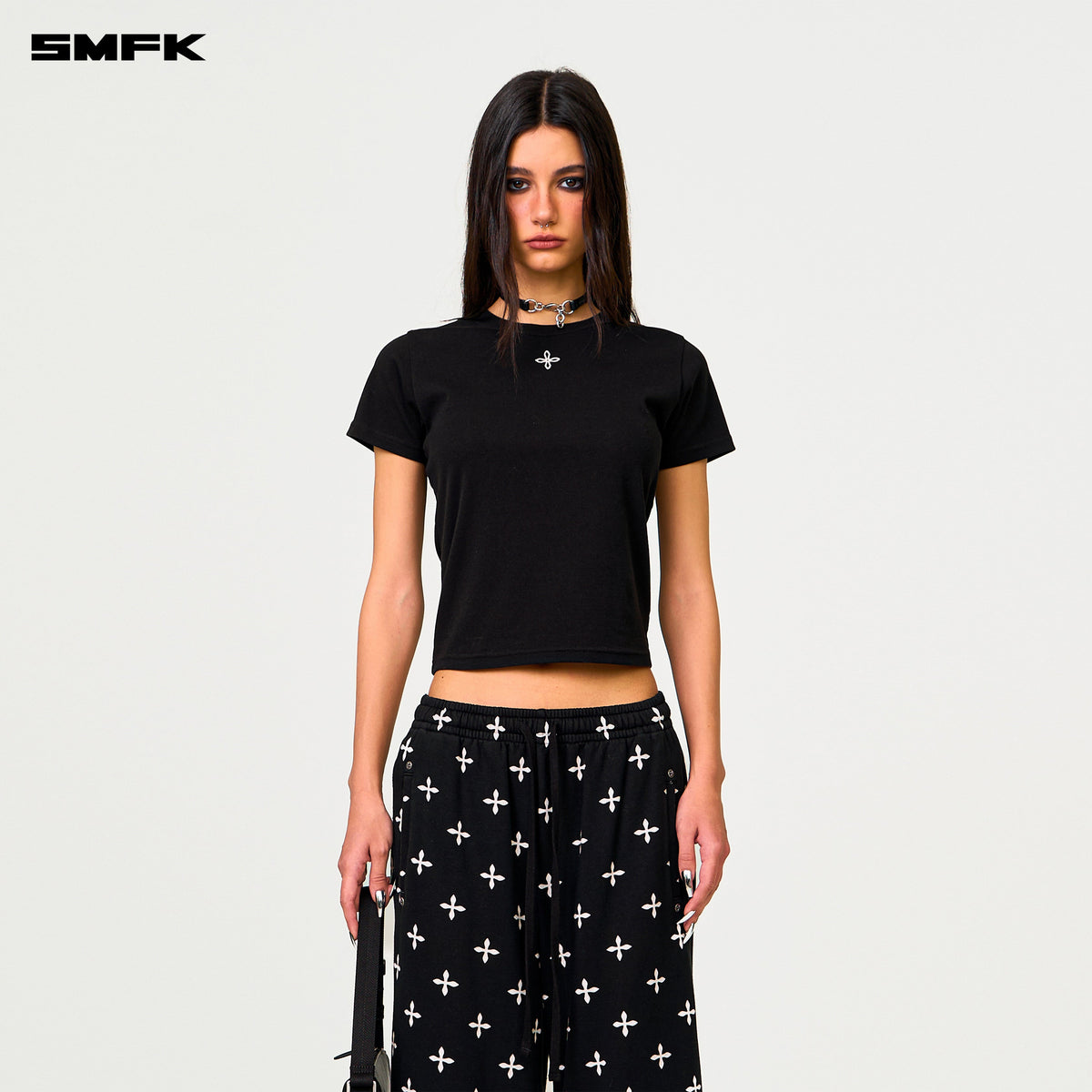 Compass Black Garden Wide-Leg Track Pants