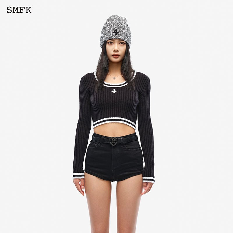 Compass Classic Cashmere Short Sweater Black