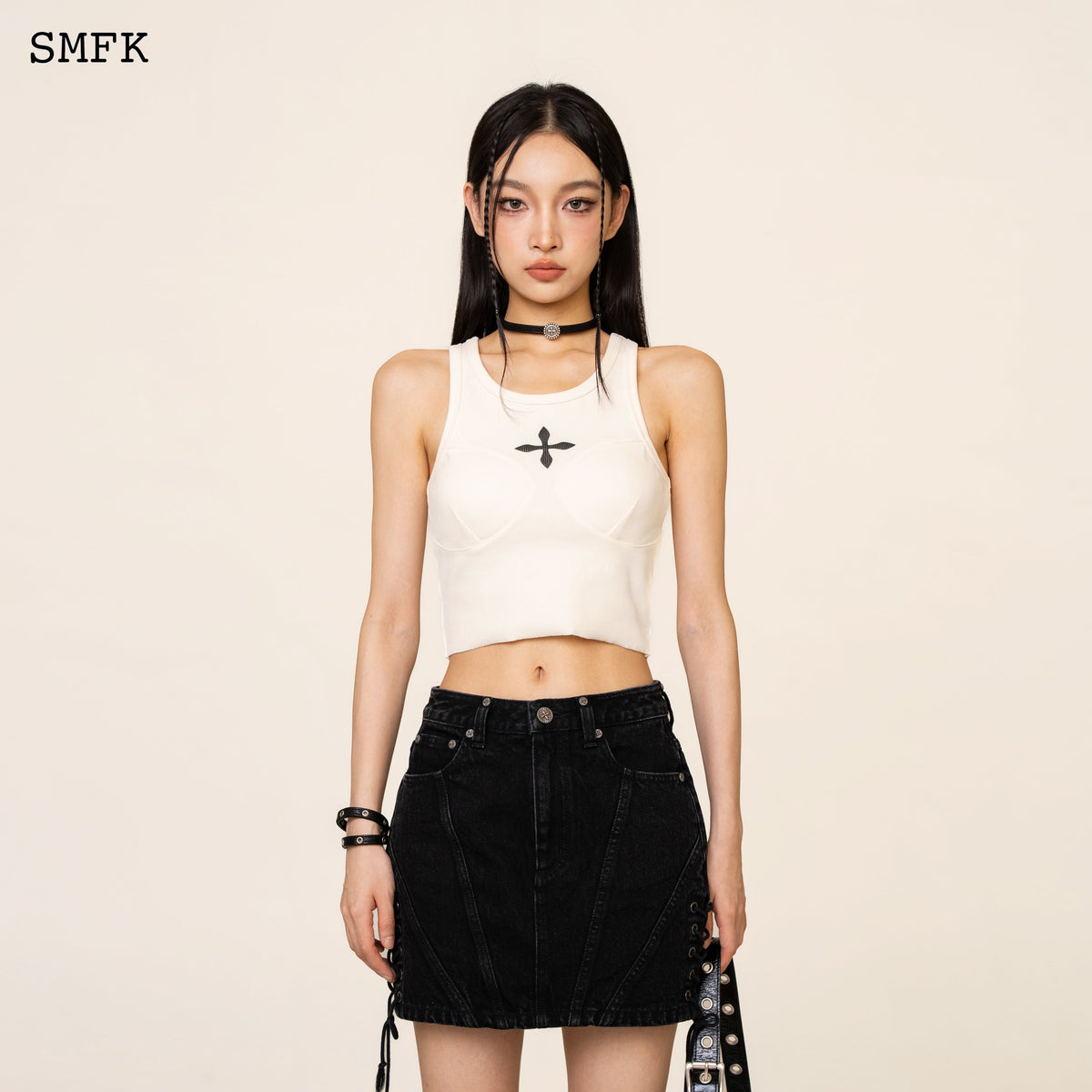Compass Classic Cross Rider Vest Top In White